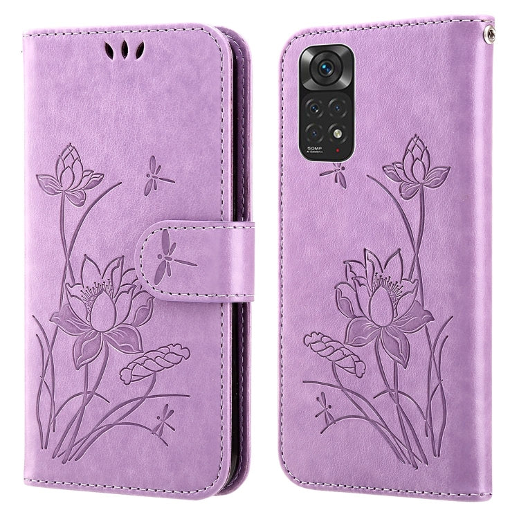 For Xiaomi Redmi Note 11 Global Lotus Embossed Leather Phone Case