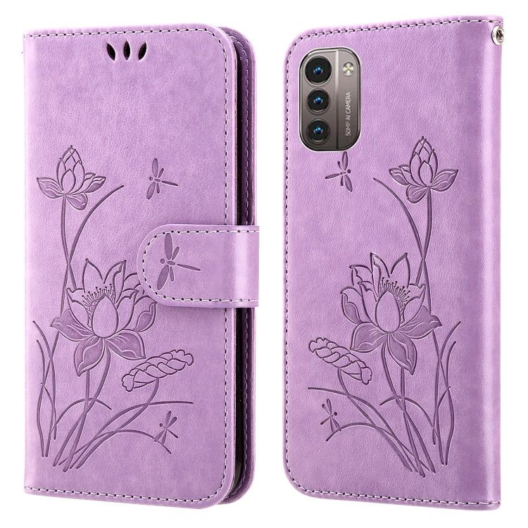 For Nokia G21 / G11 Lotus Embossed Leather Phone Case