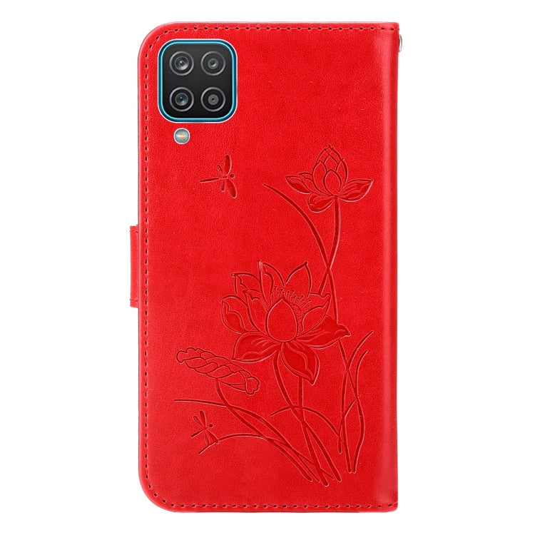 For Samsung Galaxy A12 5G / 4G Lotus Embossed Leather Phone Case