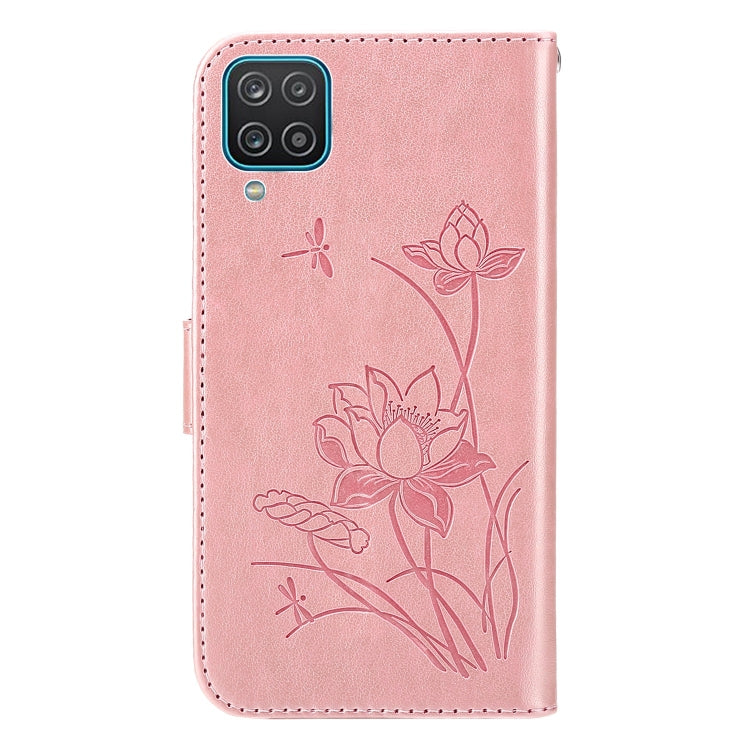 For Samsung Galaxy A12 5G / 4G Lotus Embossed Leather Phone Case