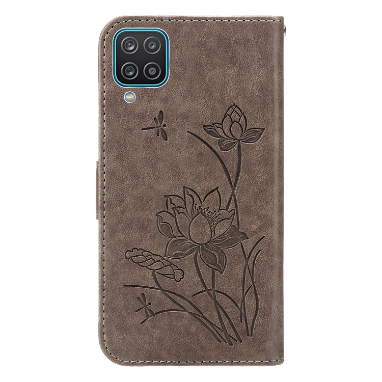 For Samsung Galaxy A12 5G / 4G Lotus Embossed Leather Phone Case