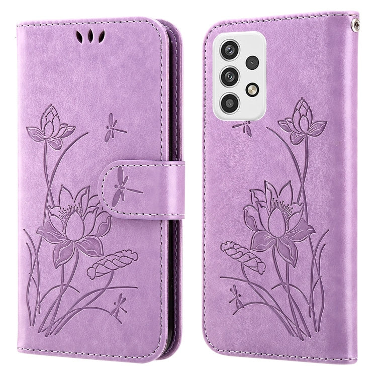For Samsung Galaxy A23 5G Lotus Embossed Leather Phone Case