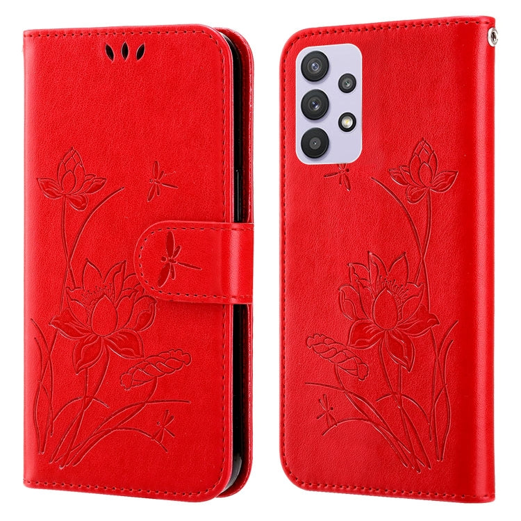 For Samsung Galaxy A32 5G Lotus Embossed Leather Phone Case