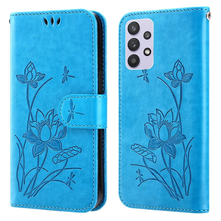 For Samsung Galaxy A32 5G Lotus Embossed Leather Phone Case