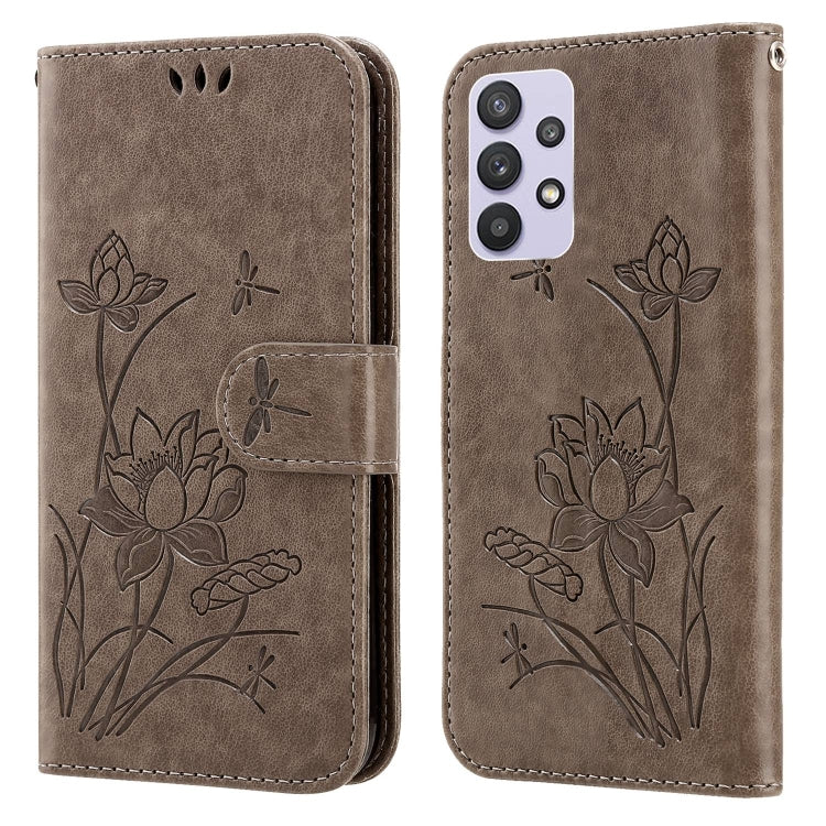 For Samsung Galaxy A32 5G Lotus Embossed Leather Phone Case