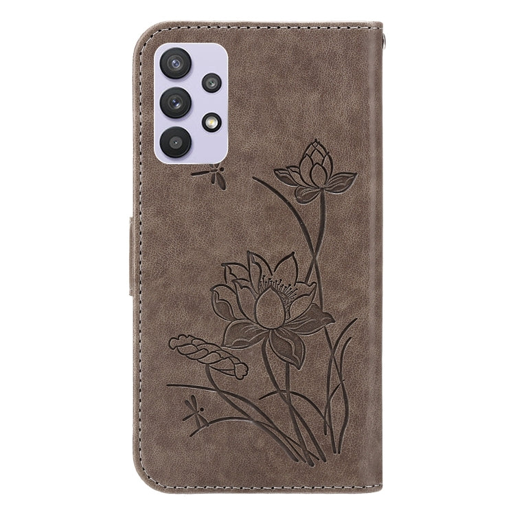 For Samsung Galaxy A32 5G Lotus Embossed Leather Phone Case