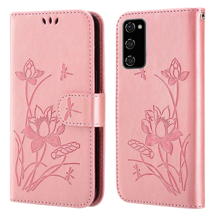 For Samsung Galaxy S20 FE Lotus Embossed Leather Phone Case