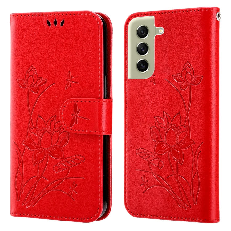 For Samsung Galaxy S21 FE 5G Lotus Embossed Leather Phone Case