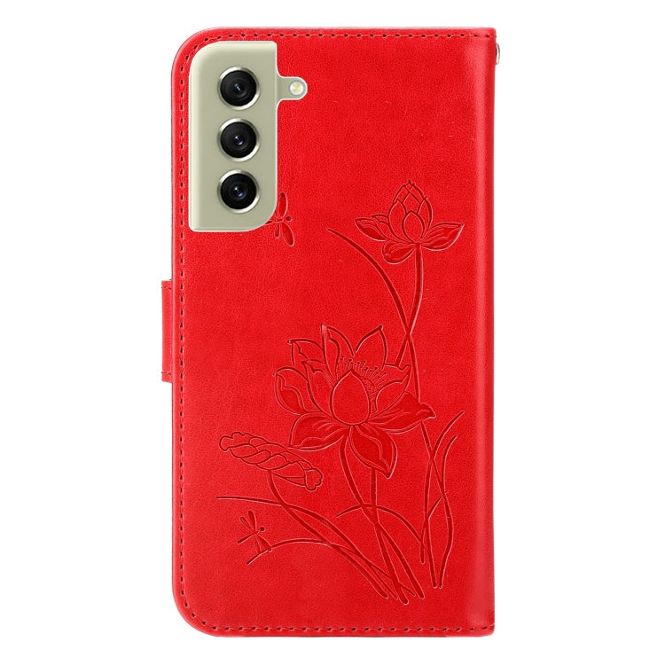 For Samsung Galaxy S21 FE 5G Lotus Embossed Leather Phone Case