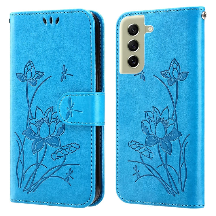 For Samsung Galaxy S21 FE 5G Lotus Embossed Leather Phone Case