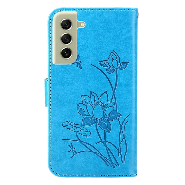 For Samsung Galaxy S21 FE 5G Lotus Embossed Leather Phone Case