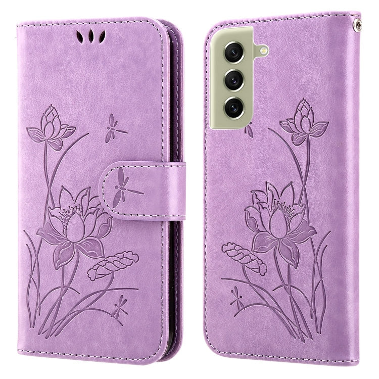 For Samsung Galaxy S21 FE 5G Lotus Embossed Leather Phone Case