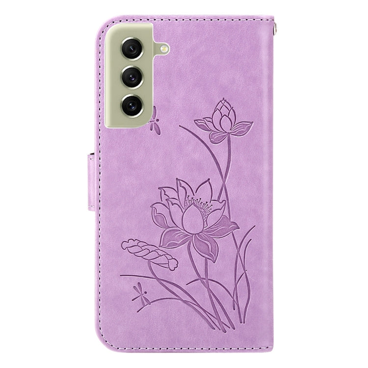 For Samsung Galaxy S21 FE 5G Lotus Embossed Leather Phone Case