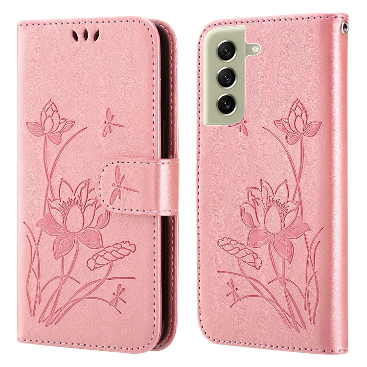 For Samsung Galaxy S21 FE 5G Lotus Embossed Leather Phone Case
