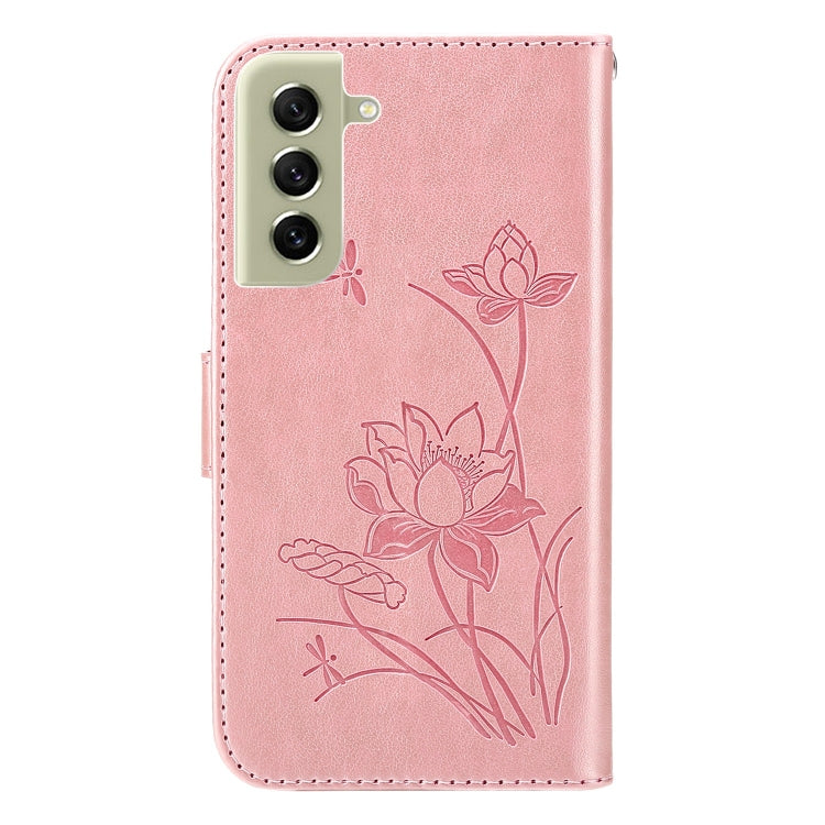 For Samsung Galaxy S21 FE 5G Lotus Embossed Leather Phone Case