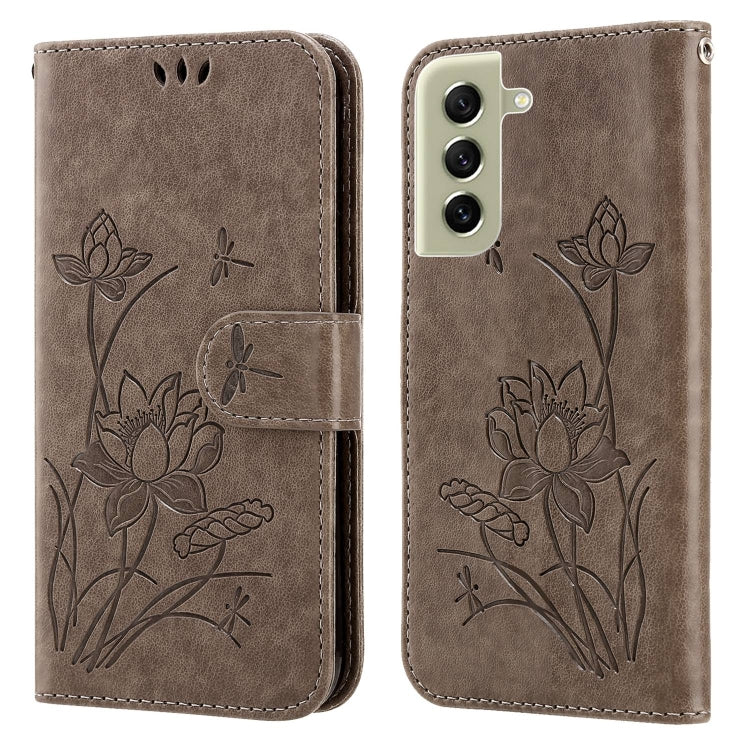 For Samsung Galaxy S21 FE 5G Lotus Embossed Leather Phone Case