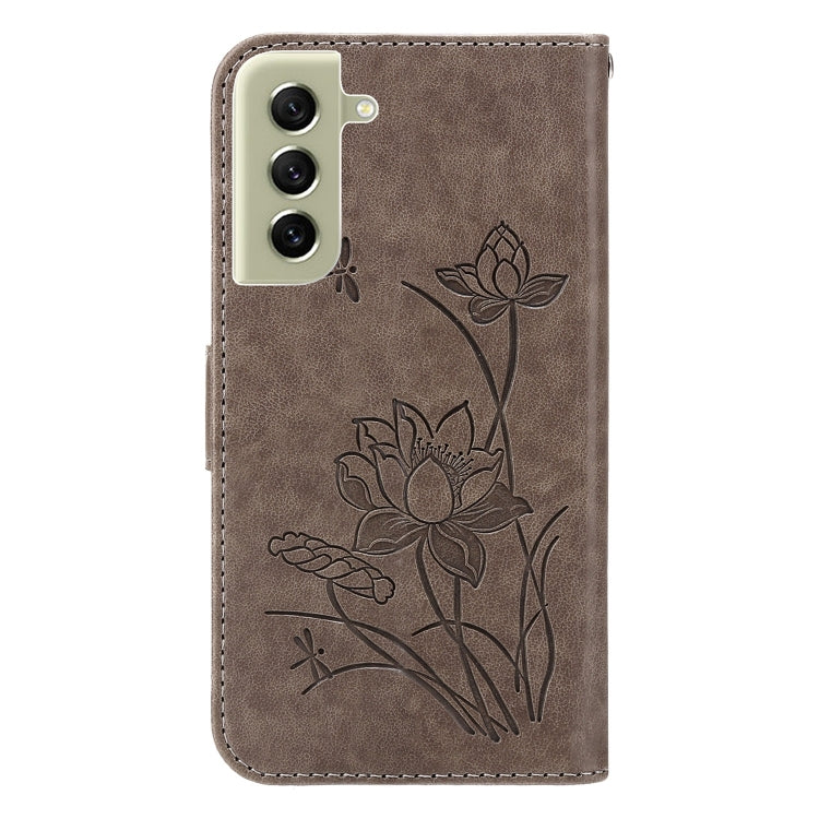 For Samsung Galaxy S21 FE 5G Lotus Embossed Leather Phone Case