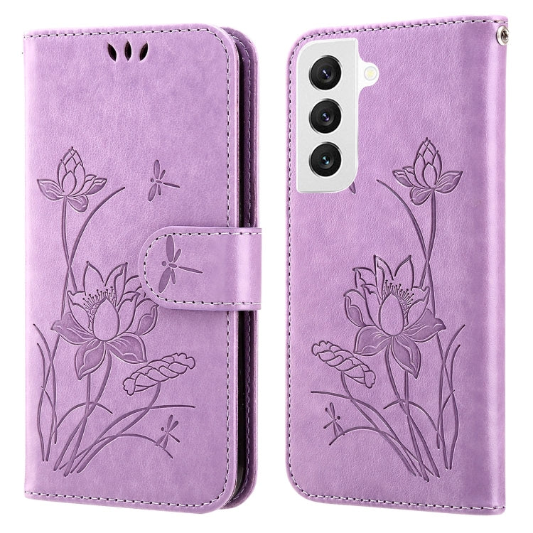 For Samsung Galaxy S22 5G Lotus Embossed Leather Phone Case