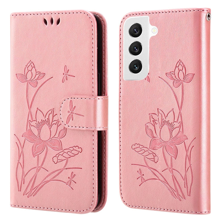 For Samsung Galaxy S22 5G Lotus Embossed Leather Phone Case