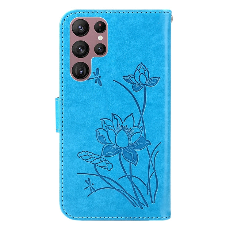 For Samsung Galaxy S22 Ultra 5G Lotus Embossed Leather Phone Case
