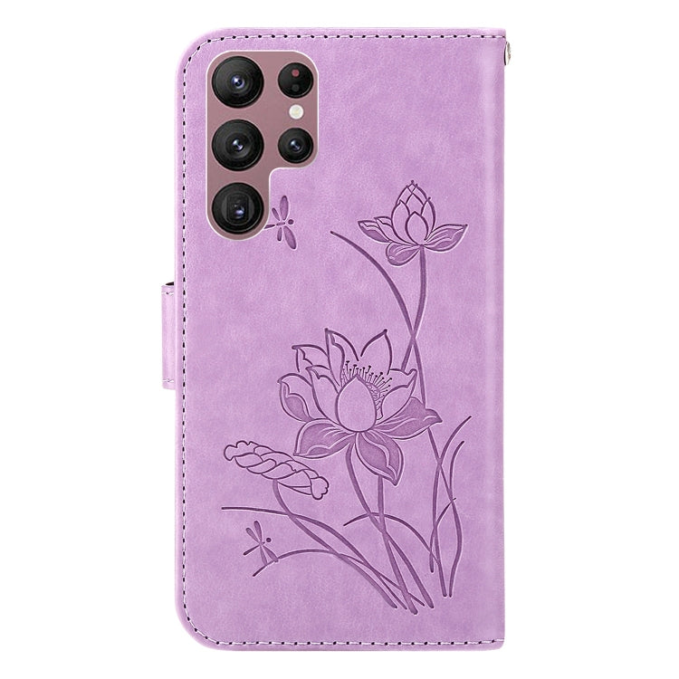 For Samsung Galaxy S22 Ultra 5G Lotus Embossed Leather Phone Case