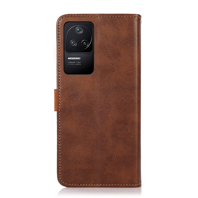 For Xiaomi Redmi K40S KHAZNEH Dual-color Cowhide Texture Flip Leather Phone Case