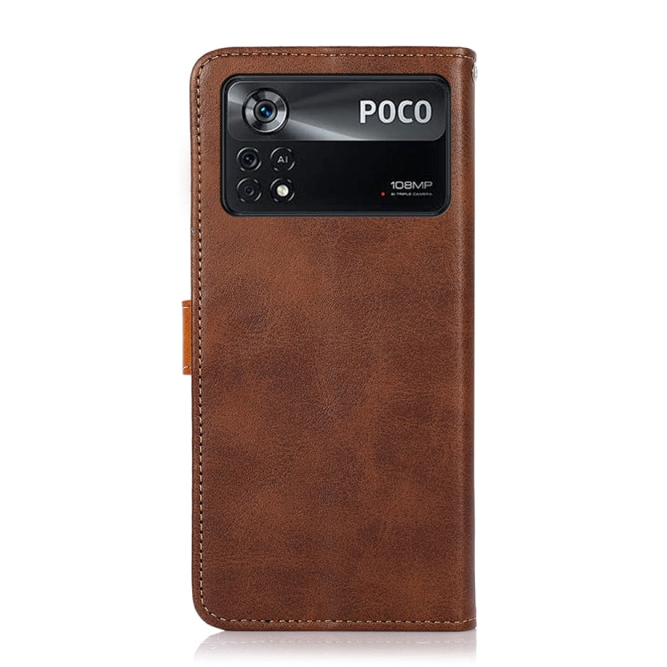 For Xiaomi Poco X4 Pro 5G KHAZNEH Dual-color Cowhide Texture Flip Leather Phone Case