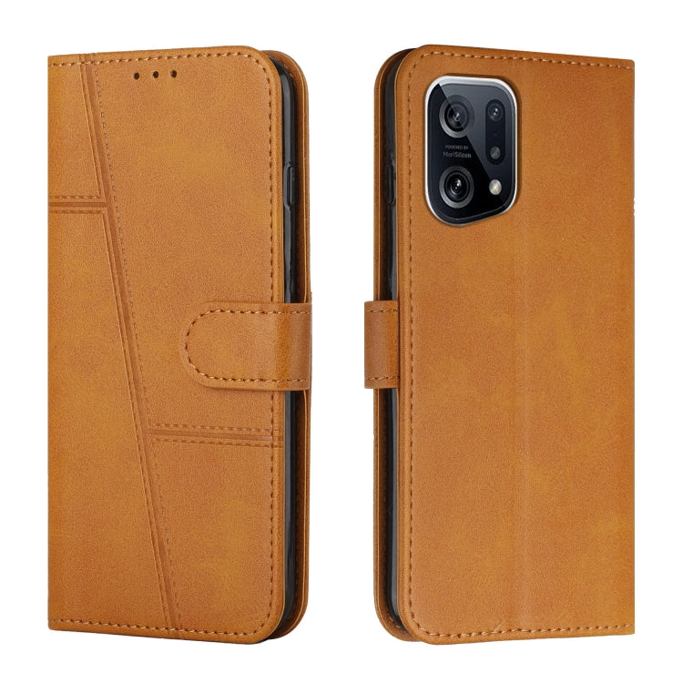For OPPO Find X5 Pro Stitching Calf Texture Buckle Leather Phone Case