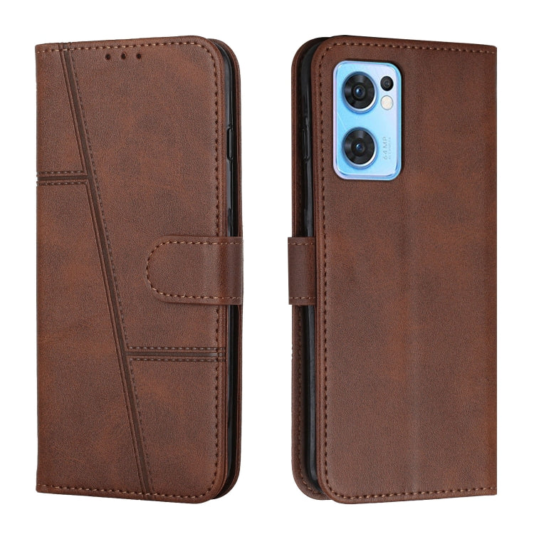 For OPPO Reno7 5G Global & Taiwan Version / Find X5 Lite Stitching Calf Texture Buckle Leather Phone Case