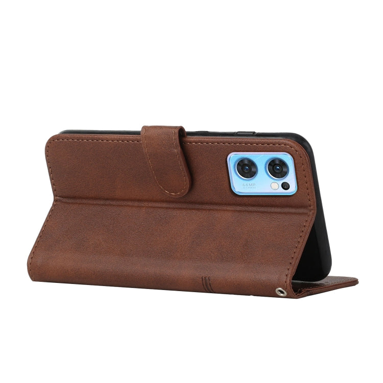 For OPPO Reno7 5G Global & Taiwan Version / Find X5 Lite Stitching Calf Texture Buckle Leather Phone Case