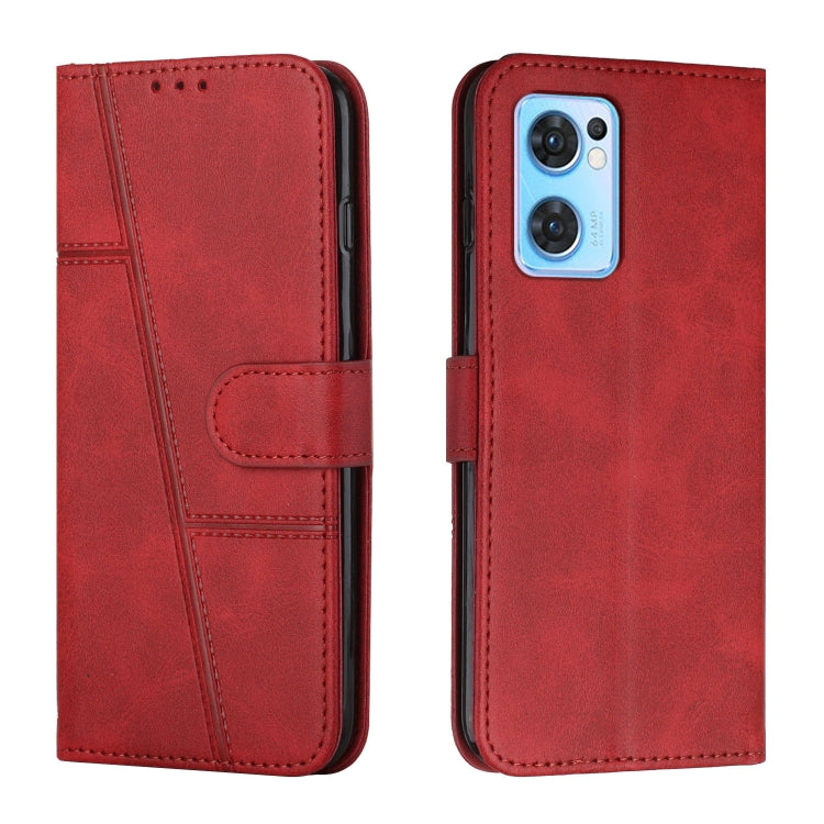 For OPPO Reno7 5G Global & Taiwan Version / Find X5 Lite Stitching Calf Texture Buckle Leather Phone Case