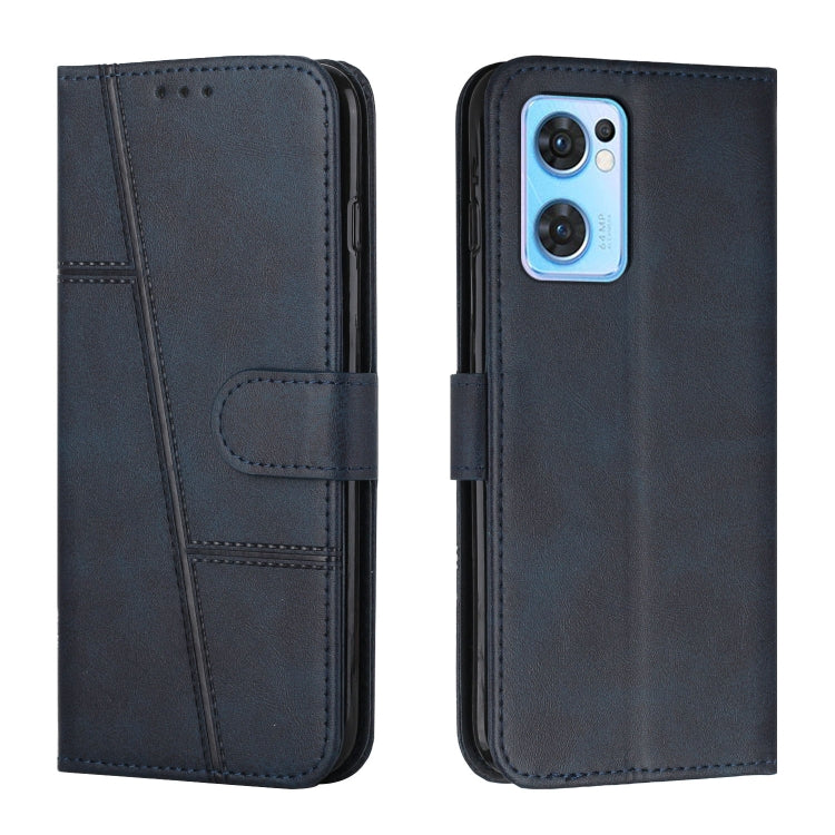 For OPPO Reno7 5G Global & Taiwan Version / Find X5 Lite Stitching Calf Texture Buckle Leather Phone Case