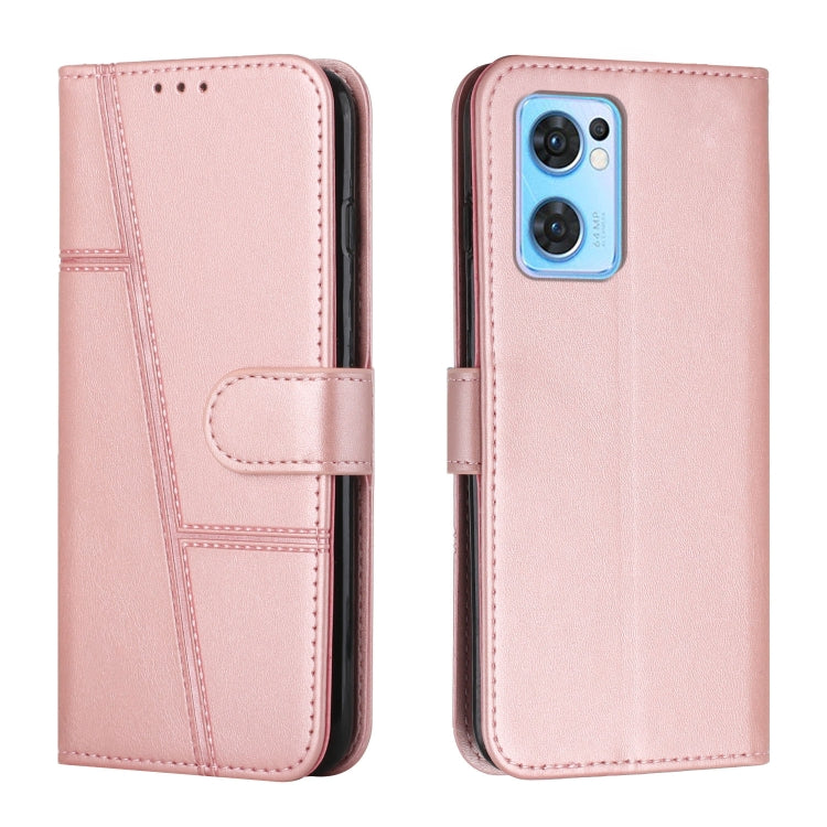For OPPO Reno7 5G Global & Taiwan Version / Find X5 Lite Stitching Calf Texture Buckle Leather Phone Case