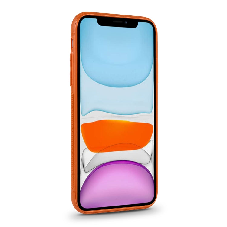 For iPhone 11 Shockproof PC + PU Protective Case with Invisible Spring Holder & Card Slot