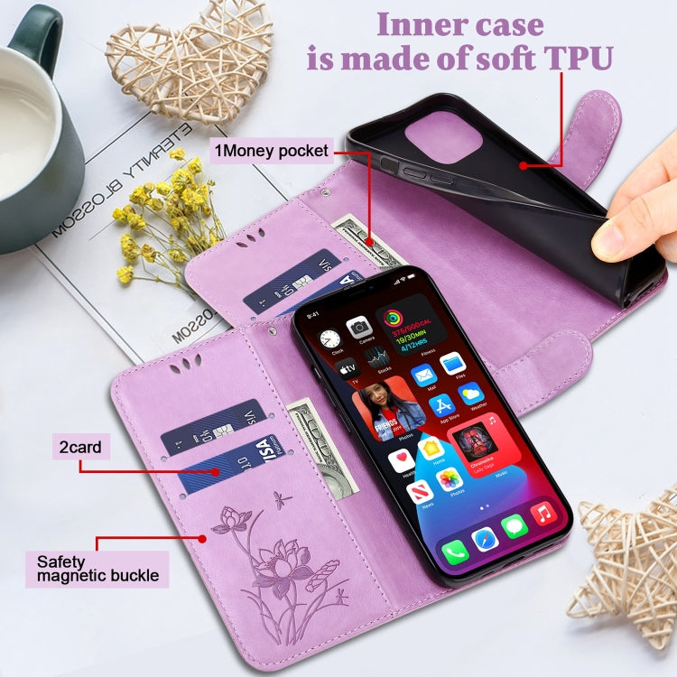 For iPhone SE 2022 / SE 2020 / 8 / 7 Lotus Embossed Leather Phone Case