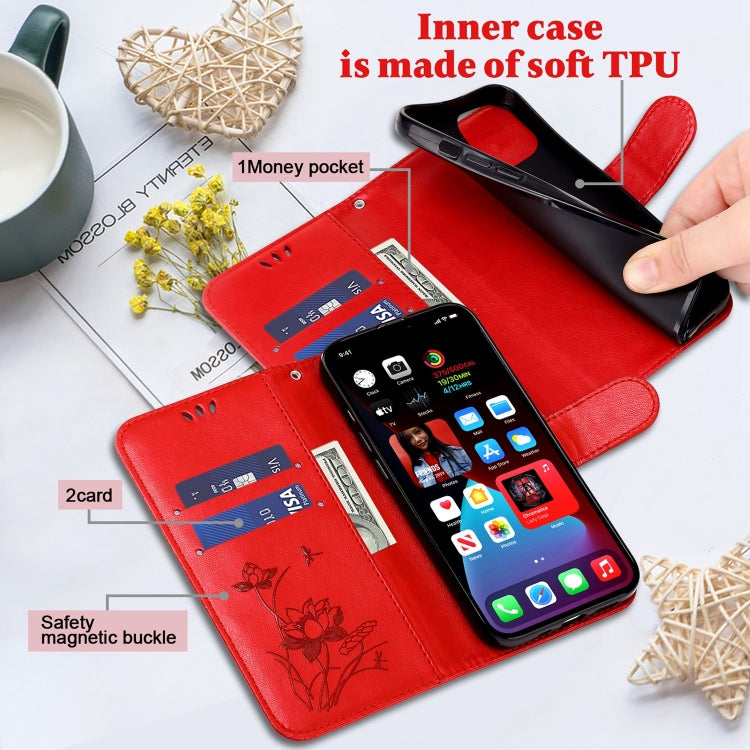 For iPhone X / XS Lotus Embossed Leather Phone Case