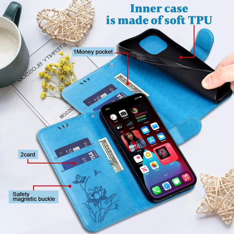 For iPhone X / XS Lotus Embossed Leather Phone Case