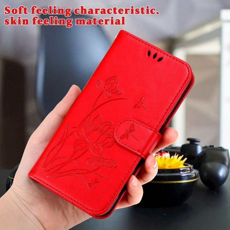 For iPhone 13 mini Lotus Embossed Leather Phone Case