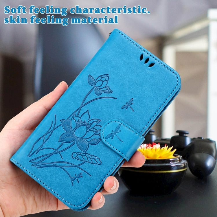 For iPhone 13 mini Lotus Embossed Leather Phone Case