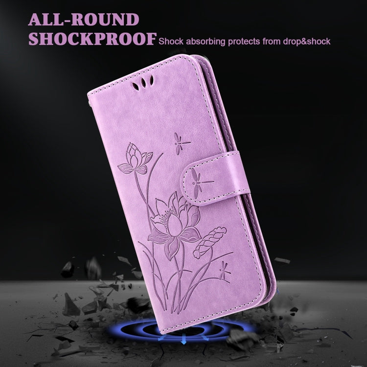 For iPhone 13 mini Lotus Embossed Leather Phone Case