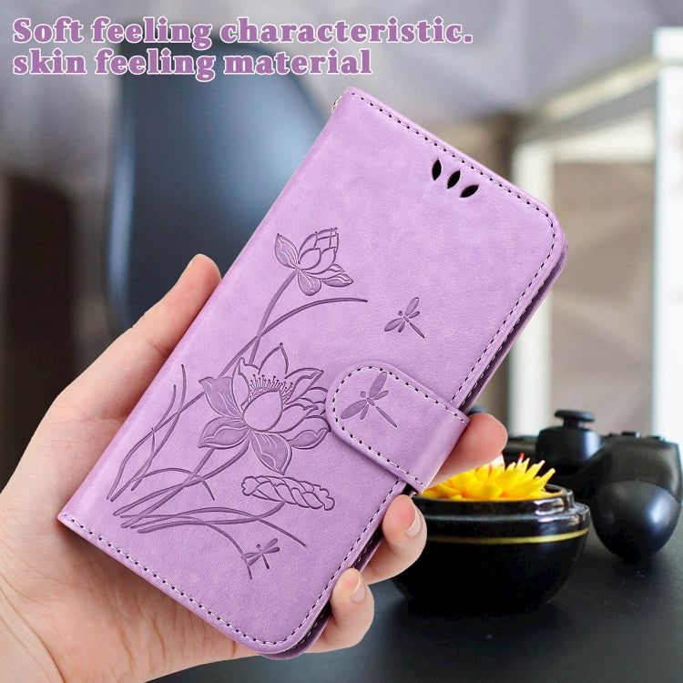 For iPhone 13 mini Lotus Embossed Leather Phone Case