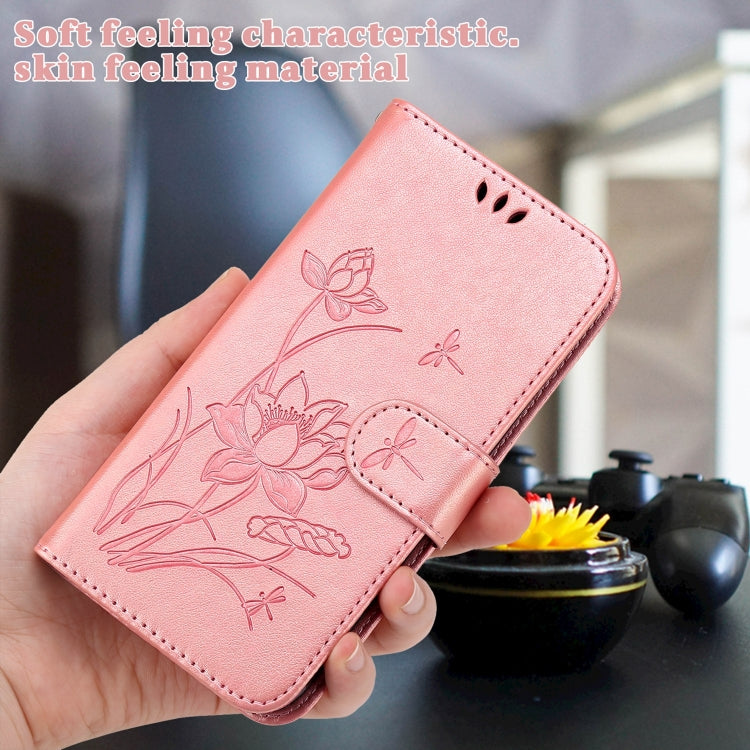 For iPhone 13 mini Lotus Embossed Leather Phone Case