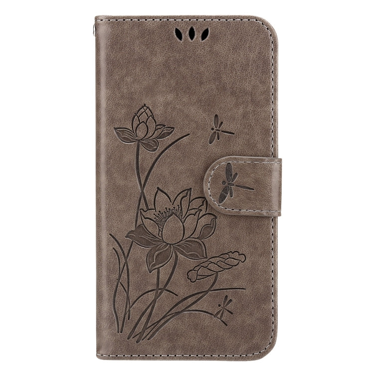 For iPhone 13 mini Lotus Embossed Leather Phone Case