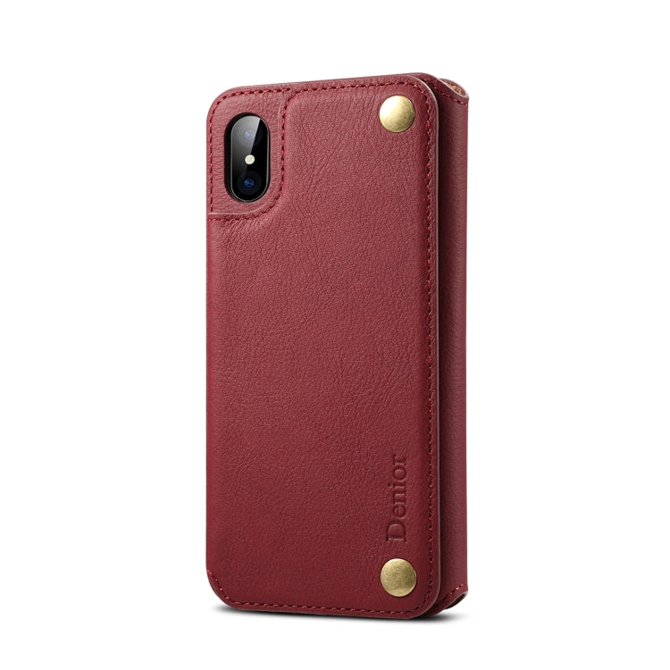 For iPhone XS Max Denior V4 Luxury Car Cowhide Horizontal Flip Leather Case with Holder & Card Slots & Wallet