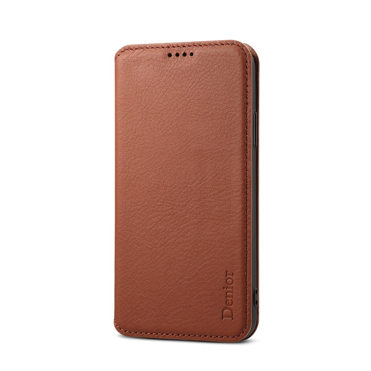 For iPhone XS Max Denior V4 Luxury Car Cowhide Horizontal Flip Leather Case with Holder & Card Slots & Wallet