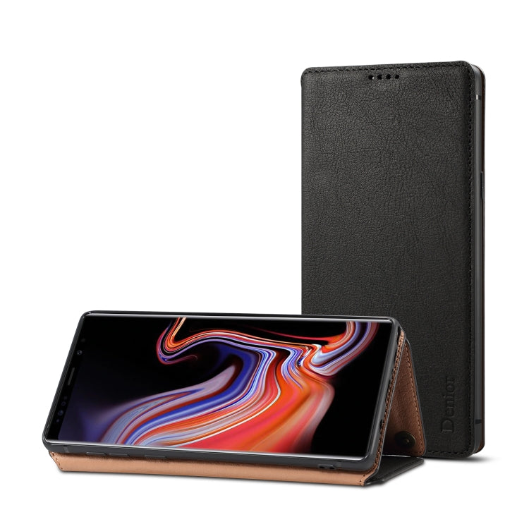 For Galaxy Note9 Denior V4 Luxury Car Cowhide Horizontal Flip Leather Case with Holder & Card Slots & Wallet