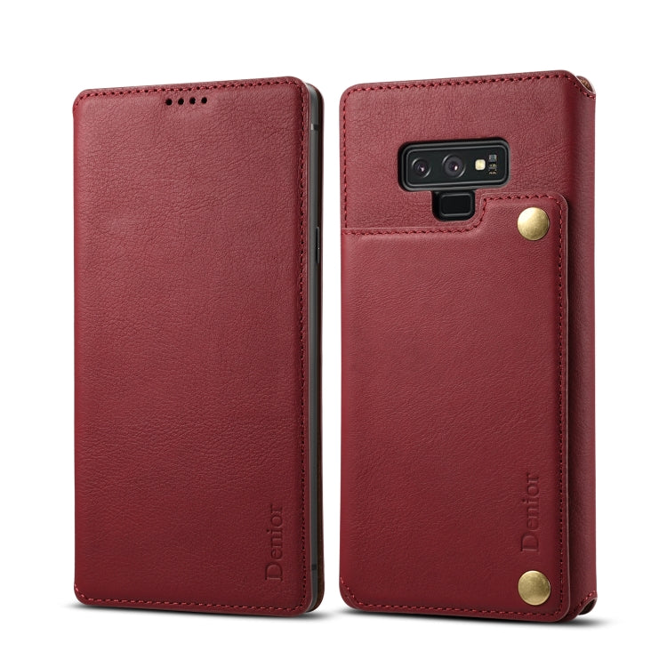 For Galaxy Note9 Denior V4 Luxury Car Cowhide Horizontal Flip Leather Case with Holder & Card Slots & Wallet