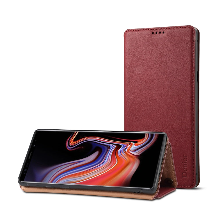For Galaxy Note9 Denior V4 Luxury Car Cowhide Horizontal Flip Leather Case with Holder & Card Slots & Wallet