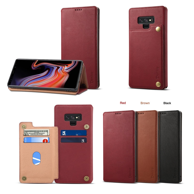 For Galaxy Note9 Denior V4 Luxury Car Cowhide Horizontal Flip Leather Case with Holder & Card Slots & Wallet