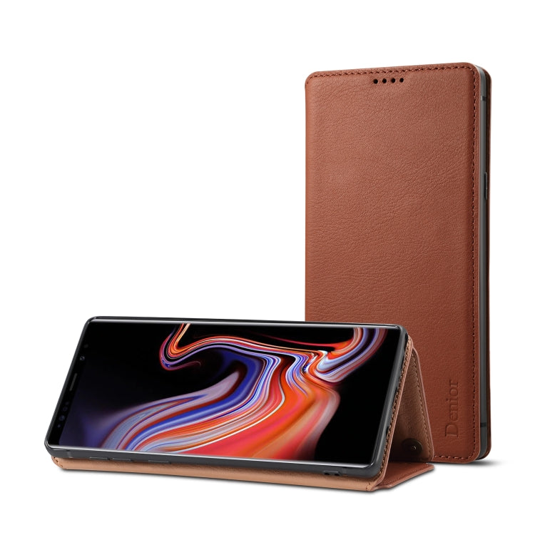 For Galaxy Note9 Denior V4 Luxury Car Cowhide Horizontal Flip Leather Case with Holder & Card Slots & Wallet